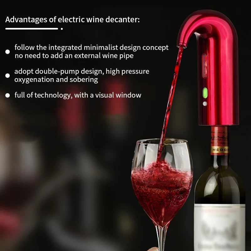 Electric Wine Aerator One Touch Quick Aerating Awakening Wine Decanter Dispenser Pump Automatic USB Rechargeable Wine Pourer